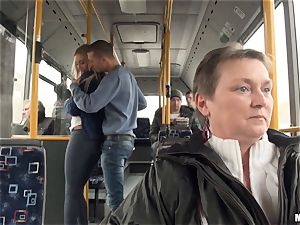 Lindsey Olsen plows her guy on a public bus