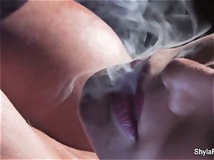 buxom towheaded Shyla's smoking steamy tease